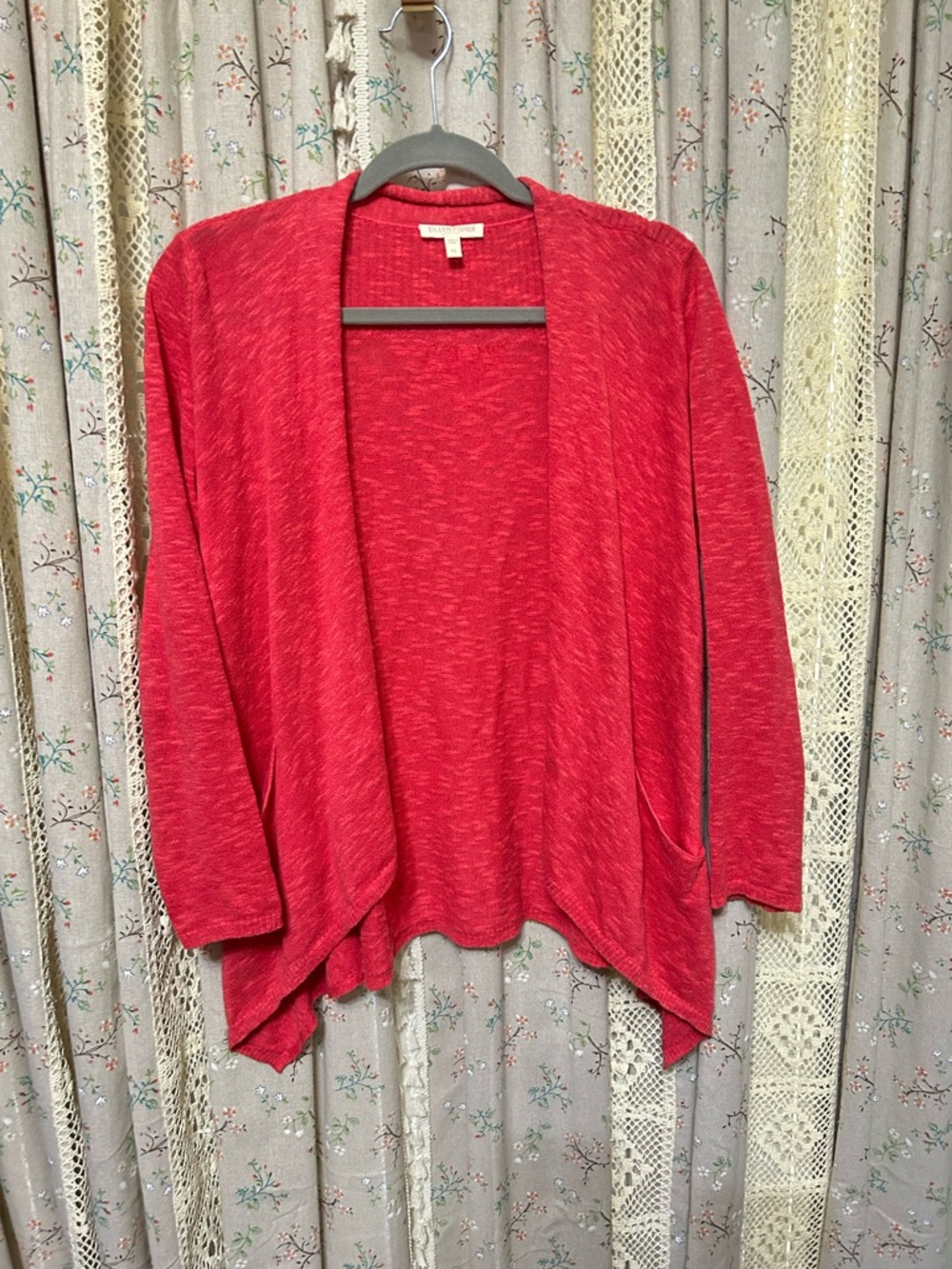 Eileen‎ Fisher Linen Cardigan Petite Small Open Front Coral Lightweight NWOT